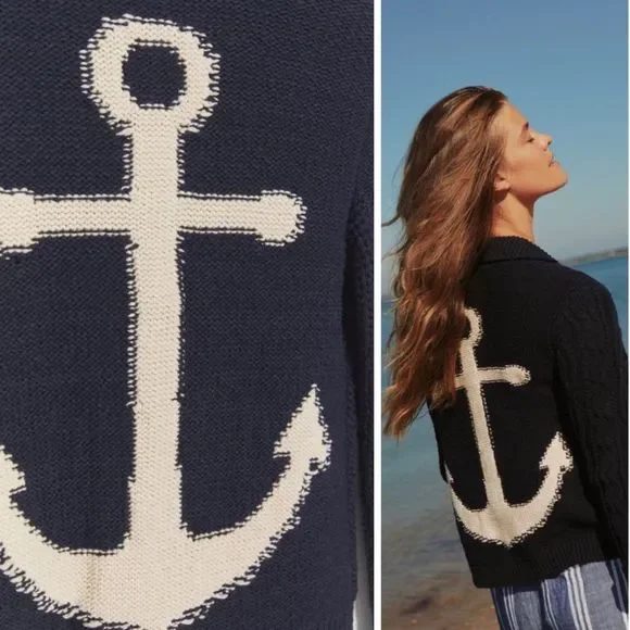 Anchors Away! Cableknit Cardigan NWT S - Picture 9 of 14